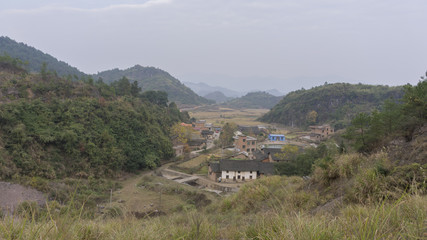 Fototapeta na wymiar Chinese village in the mountains