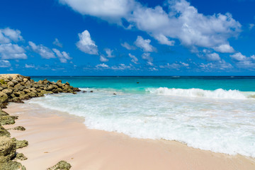 Crane Beach - tropical beach on the Caribbean island of Barbados. It is a paradise destination with...