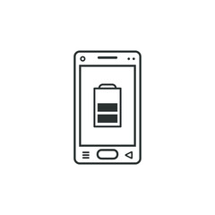 black and white linear phone icon with average battery level