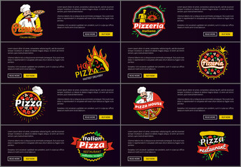 Pizzeria Italian Recipes Web Vector Illustration