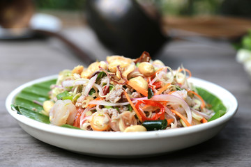 Spicy pork salad in Thai food