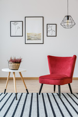 Red armchair in living room