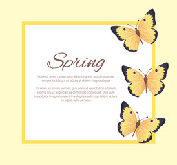 Spring Poster with Text in Frame Color Butterflies