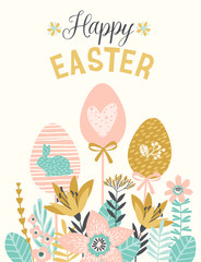 Happy Easter. Vector template for card, poster, flyer and other users.