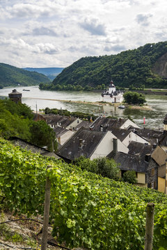 River Rhine with Pfalzgrafenstein Castle, Kaub, Rhine Valley