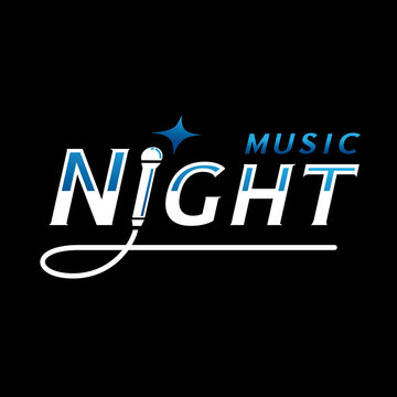 music night typography with microphone icon