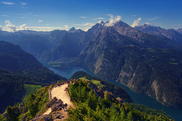 Konigssee lake in Germany Alps. aerial view from Jenner peak