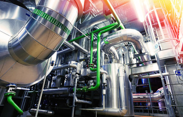 Industrial zone, Steel pipelines, valves and cables