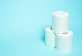 Daily necessities, Toilet paper. copy space, light blue...