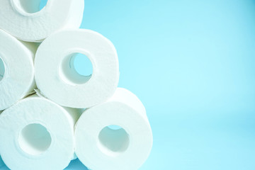 Daily necessities, Toilet paper. copy space, light blue...