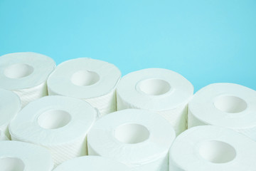 Daily necessities, Toilet paper. copy space, light blue...