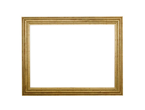 Antique blank photo frame isolated on white background. Vintage poster design.
