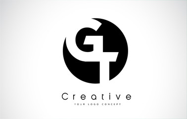GT Letter Logo Design inside a Black Circle