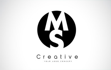 MS Letter Logo Design inside a Black Circle