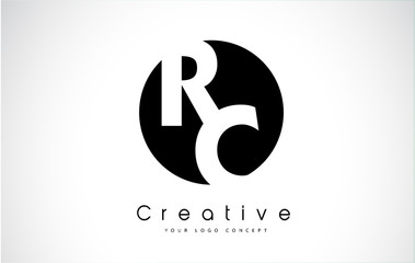RC Letter Logo Design inside a Black Circle