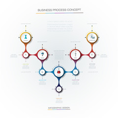 Vector infographics timeline design template with 3D paper label, integrated circles background.Time line infographic for content, business, info graph, flowchart, diagram, steps process