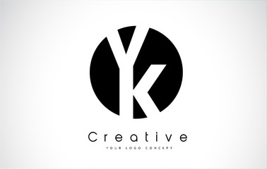 VK Letter Logo Design inside a Black Circle