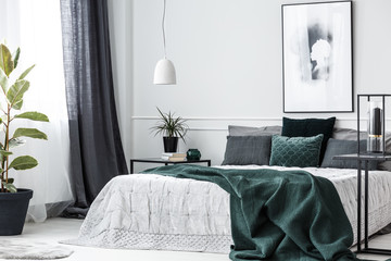 Green elegant bedroom interior