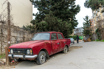 Fototapeta premium old classic red car