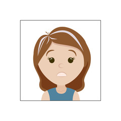 A sad woman because of the gray hair that appeared. Emotion of disappointment and sadness. Bad haircut.