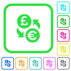 Pound Euro money exchange vivid colored flat icons