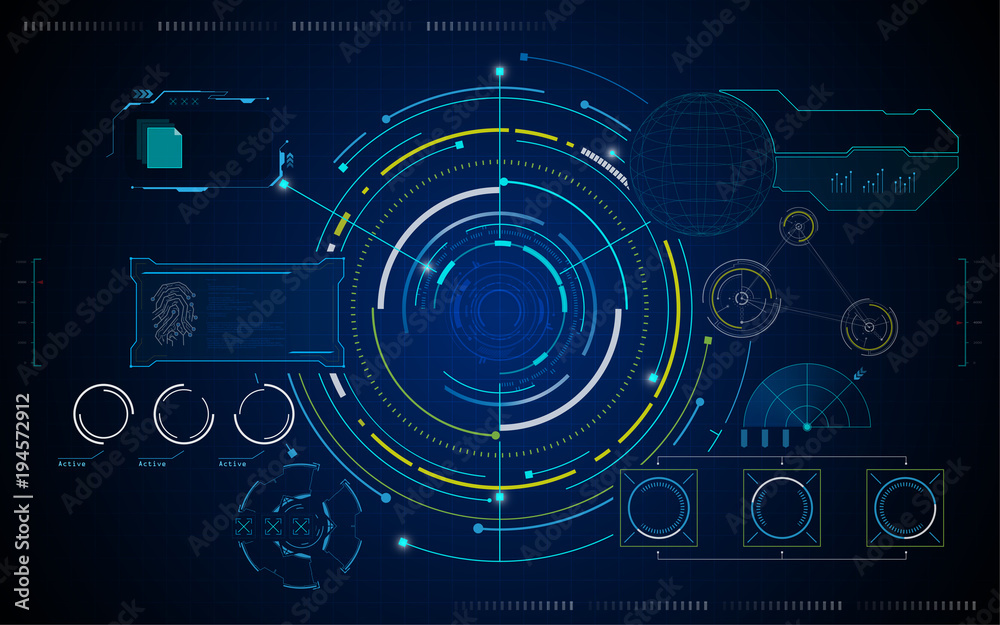 Poster ui hud artificial intelligence virtual system design template