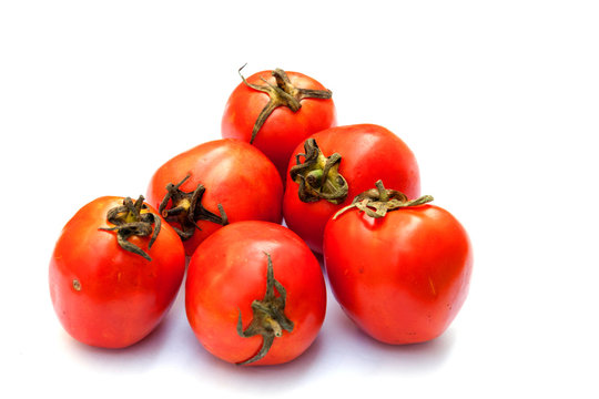 close up of tomato isolated on white