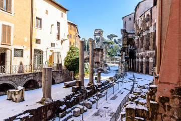 Snow, Marcello Theater, Ghetto, Jewish Ghetto, Portico d'Ottavia, Roma; Lazio; Italy; Europe