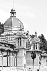a fragment of a historical building black and white