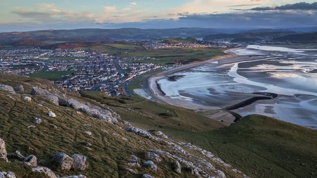 Sunset Timelapse over Welsh Coastal Town