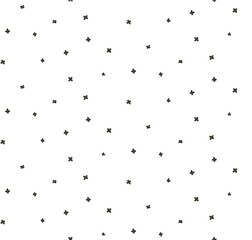 Hand drawn vector abstract graphic scandinavian freehand textured modern little cross seamless pattern isolated on white background