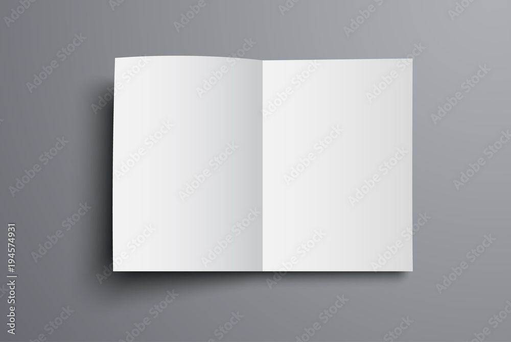 Poster Mockup of the vector brochure is a top view of the open first page.