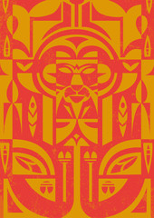 tribal pattern with lyon, art nouveau style, artistic background vector
