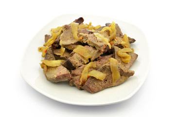 wątróbka wieprzowa  z cebulą