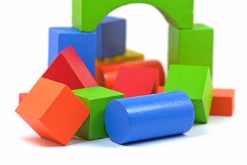 Obraz premium Bunte Holzbausteine, Kinderspielzeug, 