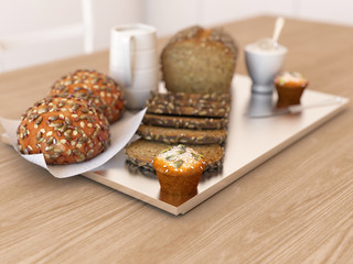 Breakfast con pane e muffin