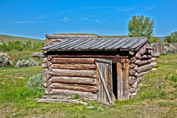 Storage shed in Bannack, Montana a restored abandoned mining town