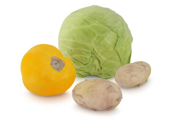 Several  vegetables isolated on white background 