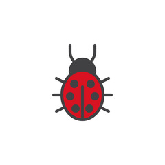 Ladybug filled outline icon, line vector sign, linear colorful pictogram isolated on white. lady-cow symbol, logo illustration. Pixel perfect vector graphics