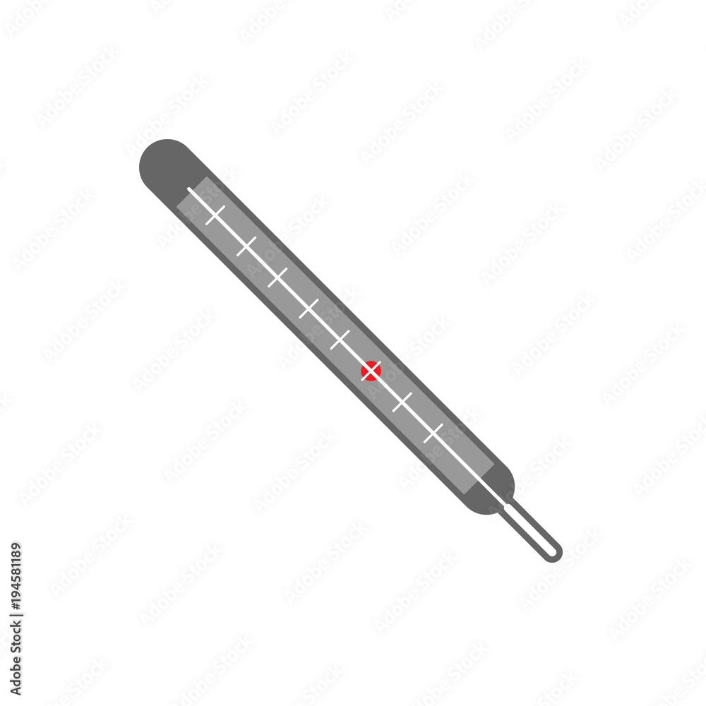 Sticker Medical mercury thermometer icon. Vector.