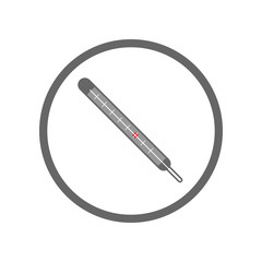 Medical mercury thermometer icon in circle. Vector.