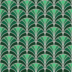 Fish scale wallpaper. Asian traditional ornament with repeated scallops. Hand fan motif. Oriental seamless pattern