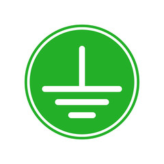 Earth grounding sign on green circle. Vector icon.