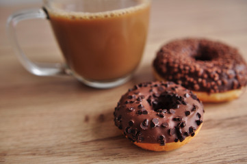 delicious coffee and delicious donuts