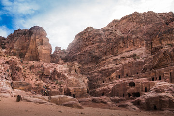 Fototapeta premium Ancient city Petra and the facades of old buildings in it