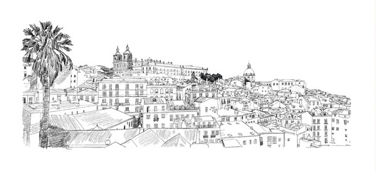 Lisbon, city. Vector drawing