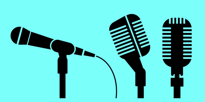 Profile of microphones. Vector icon.