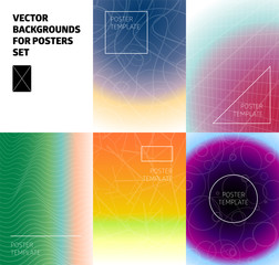 vector backgrounds for poster set. circles, lines, waves, geometric shapes