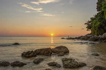 Sunset at northern end of Karon Beach in Thailand Phuket