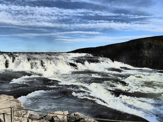 Dramatic shot of Gulfoss falls in Iceland